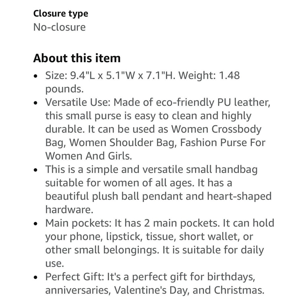 Navy Blue PU Leather Satchel Crossbody Bag Heart‎ Hardware Pom Pom Charm - Picture 7 of 9